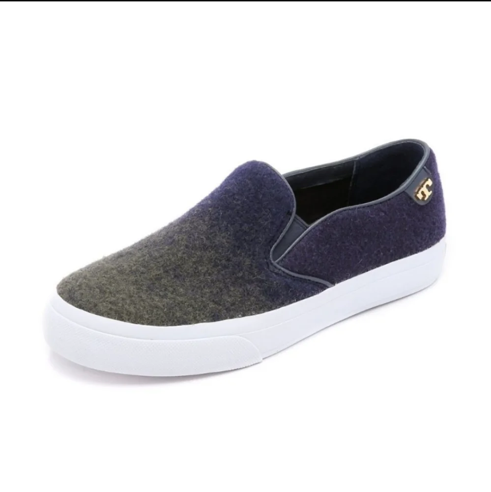 Tory Burch stardust ombre wool slip on sneakers blue green size 6‎